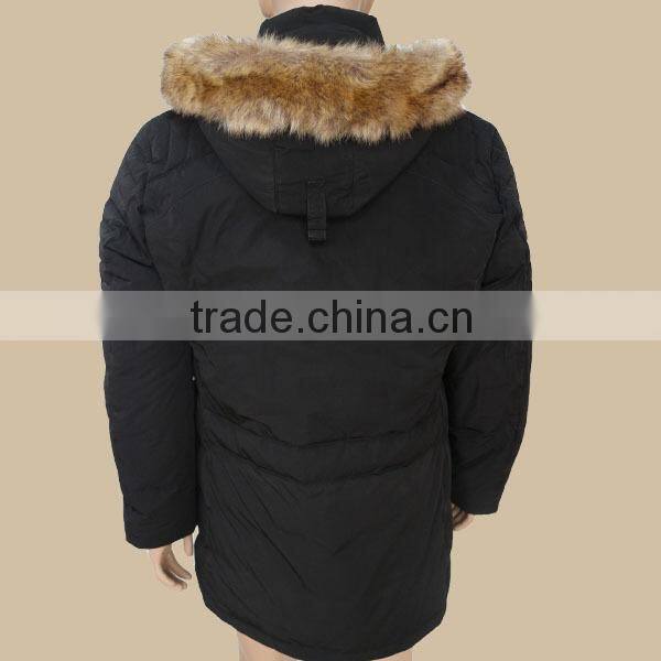 Men's woven fashion garment with fur hood New Arrival winter duck down jacket