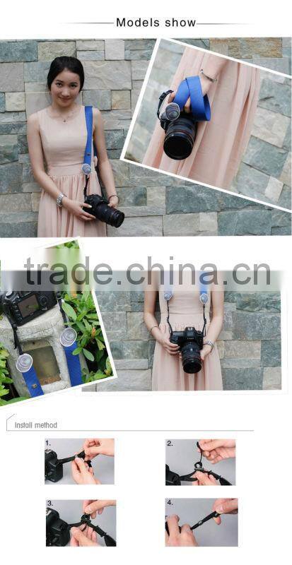 Factory supply LYNCA LM series cute colorful camera shoulder strap with lens blue pattern