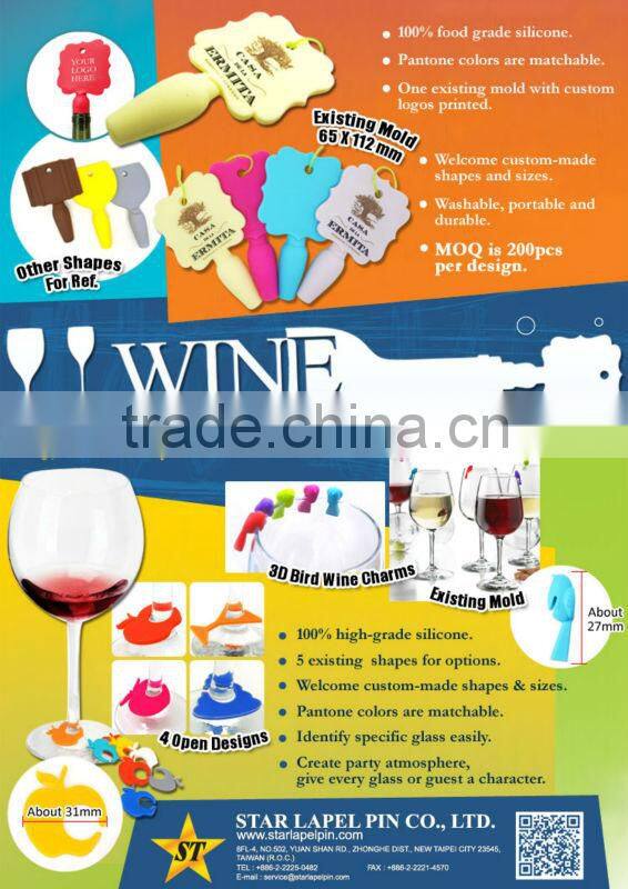 Premium Gift Colored Unbreakable Silicone Party Wine Glass Mark