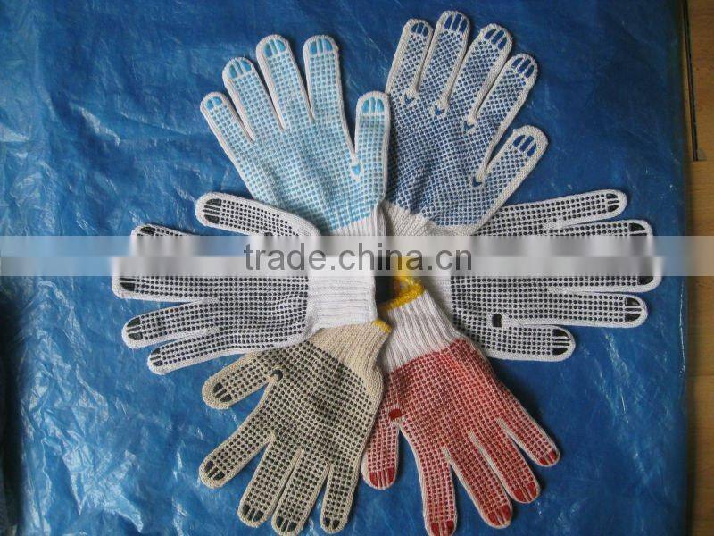 red 10 gauge /7gauge cotton pvc dotted working glove