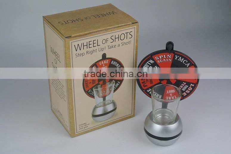 Fairly Odd Novelties Wheel Of Shots Drinking Game Spinning Shot Glass, Clear