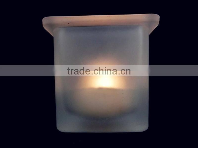 candle holder /clear glass frosted wax storage empty jar
