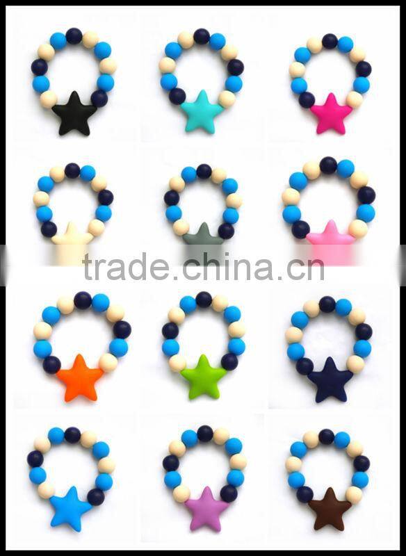 China silicone bead supplies Baby chewable bracelet
