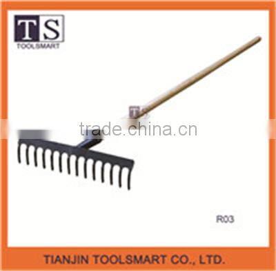 Hot garden hand Steel rake R with long handle for sale