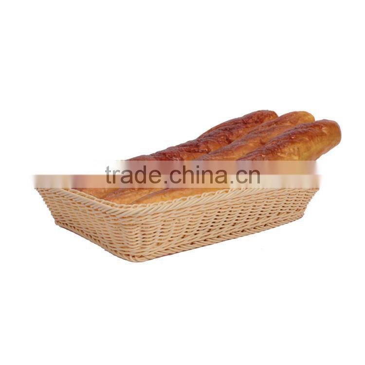 Cheap wholesale large size bread dispaly basket PE wicker hand weave bakery baskets