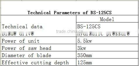 BS-125CS hydraulic round plate saw for cutting rock concrete