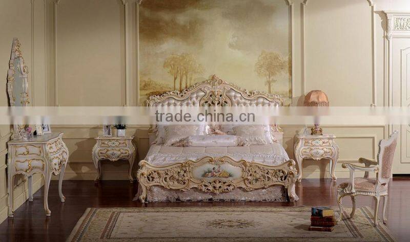 European Painted Triple Door Wardrobe, French Rococo Style Three Doors Wardrobe