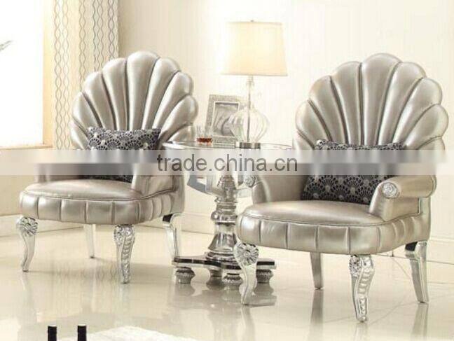 BISINI Furniture European Style Drawing Room Set, Creative Furniture Fan Shaped Wooden Leisure Chairs and Tea Table (BF01-X1181)