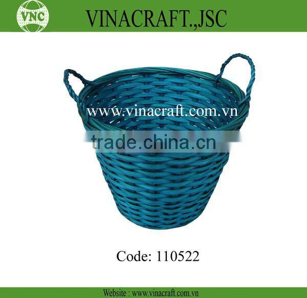 Black bamboo flower basket with handle