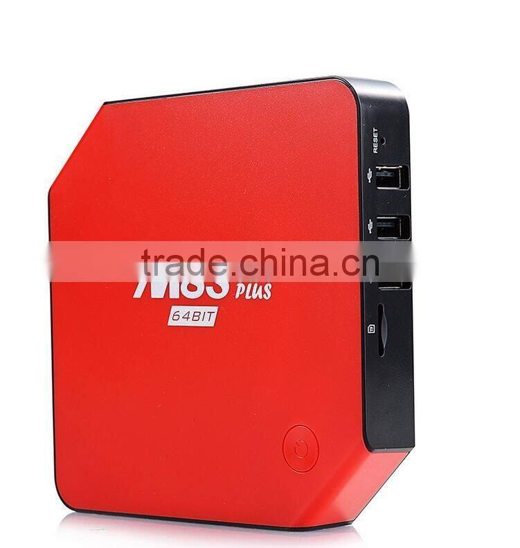 Latest Android tv box M8S PLUS 64 BIT in red color/black Amlogic S905 android 5.1 2g/16g