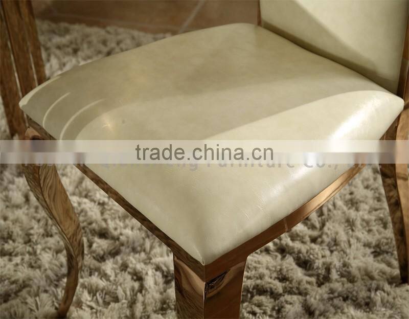 stainless steel leg leather dining chair modern