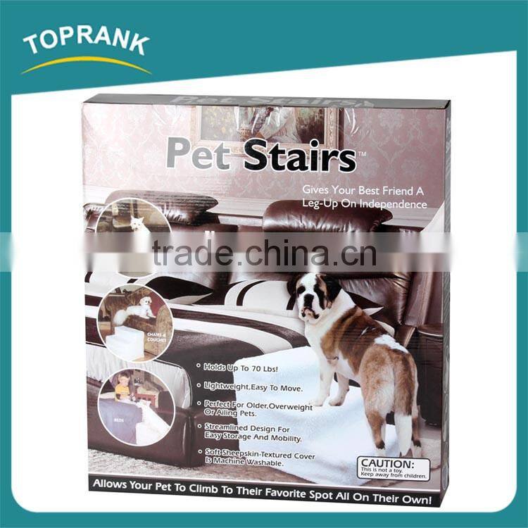 Hot sale easy move lightweight soft fleece cover portable pet dog stairs for beds