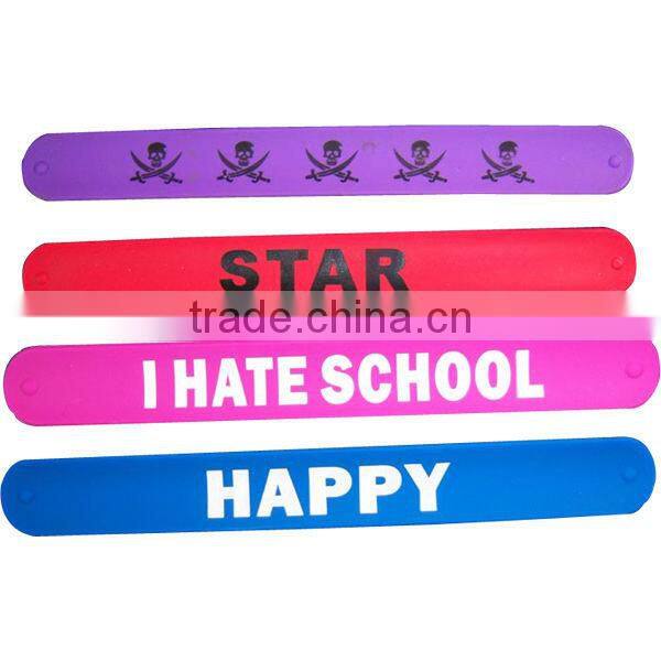 high quality HAPPY silicone slap wristbands bracelet