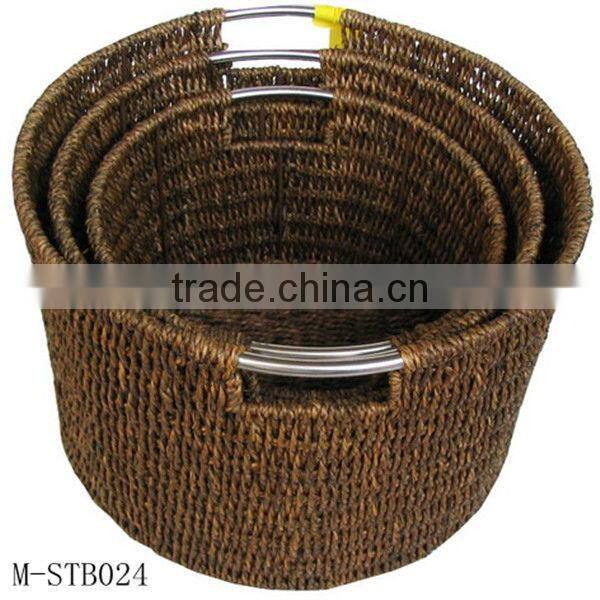 High quality Cylindrical straw storage basket & sea grass basket (factory)