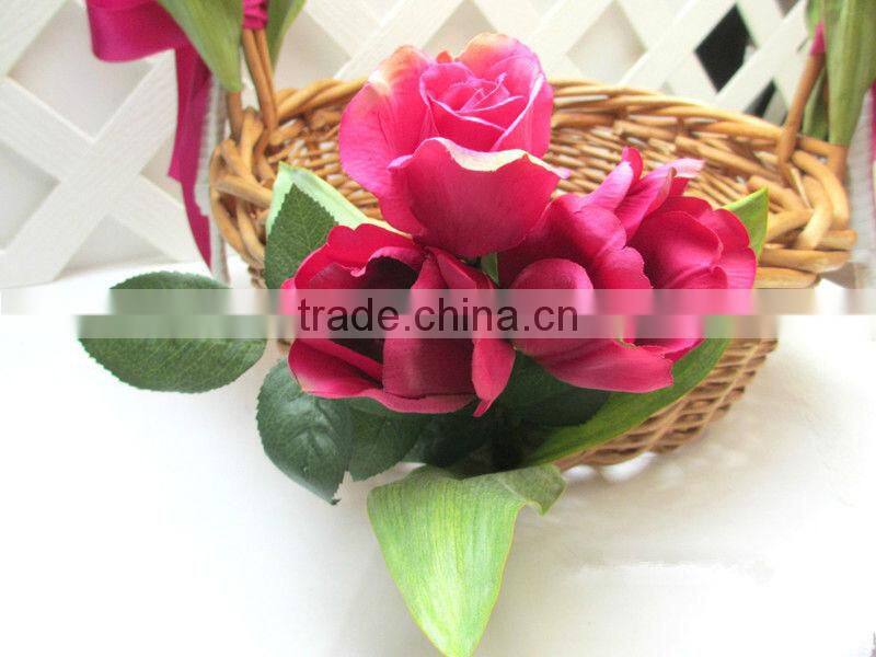 Rustic handweave wicker basket for flower , wedding , garden decoration , gift , field with handle