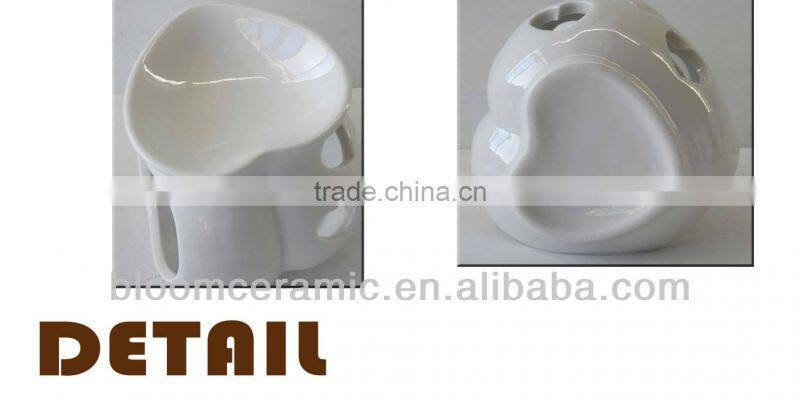 White heart shape ceramic essential oil burner