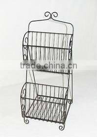 TWO-TIERED METAL COLLAPSIBLE FLOOR MAGAZINE RACK