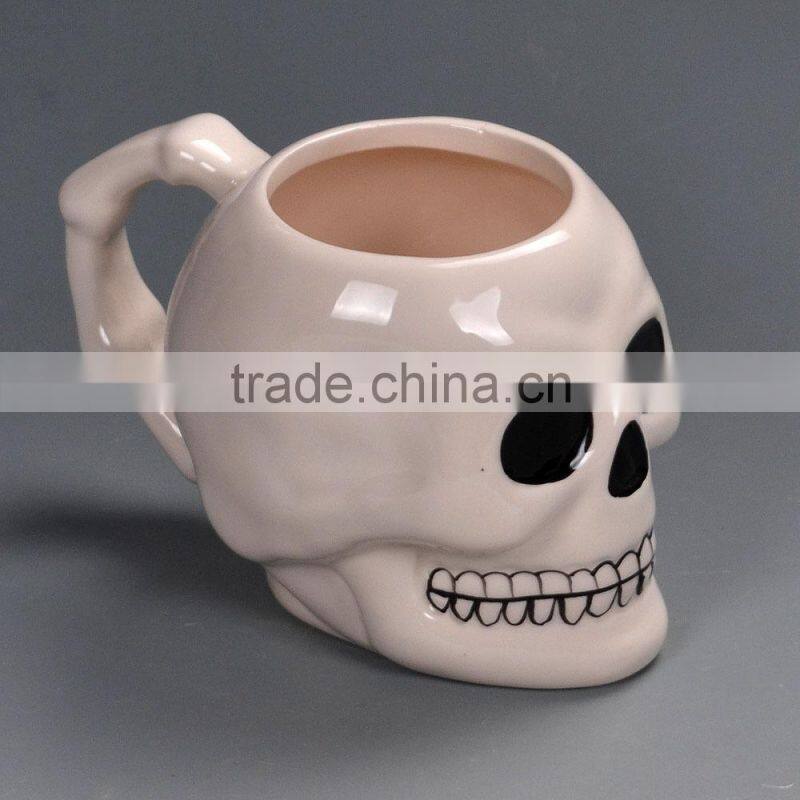 Promotional Product Ceramic Skull 3D Mug With Concave Eye