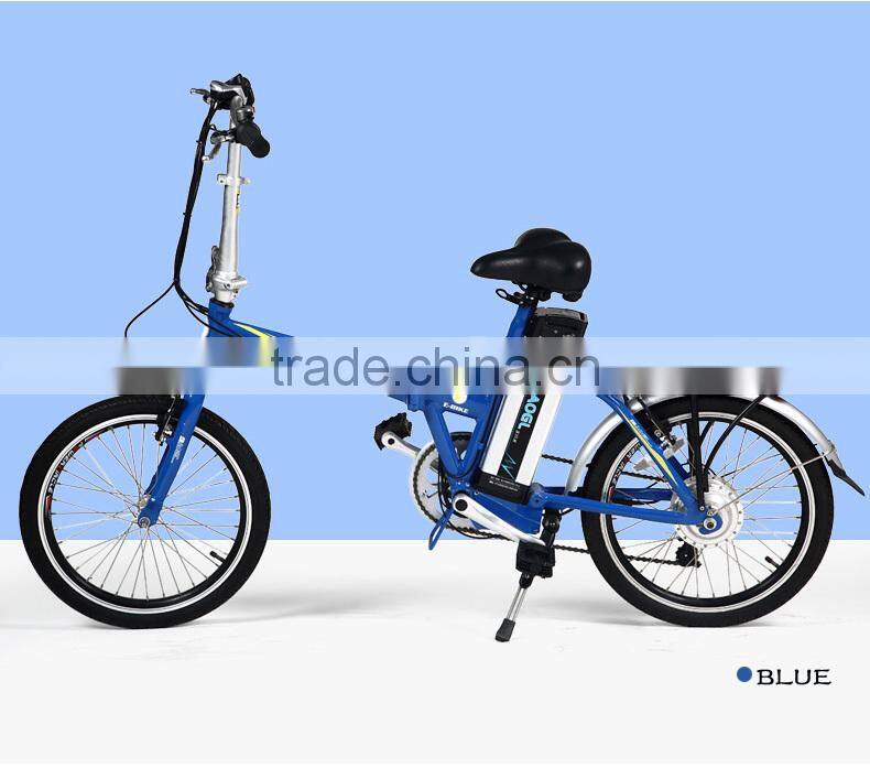 20 inch electric folding bicycle with 250w bushless hub motor