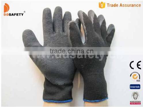 DDSAFETY 10 Gauge Black T/C Acrylic Linner Black Latex Coating Safety Gloves