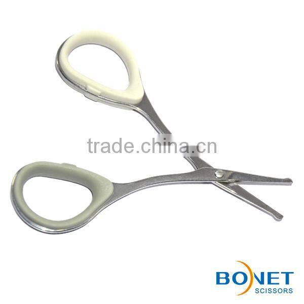 SEM0013 3-1/2'' mirror polised blades soft rubber ring handle high quality round/sharp point vibrissa/nose hair scissors