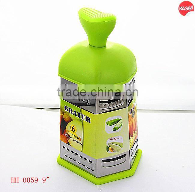 High quality stainless steel 9 inch 6 side grater with gold ingot handle HH0059