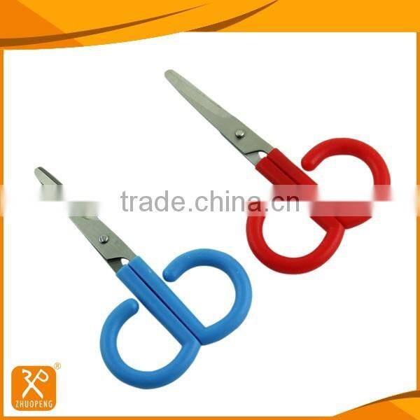 Stainless steel blade plastic handle with safety cap baby scissors