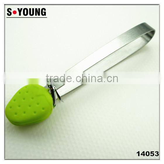 14045 5 inch mini Kitchen Food Tongs Silicone Stainless Steel ice Tongs