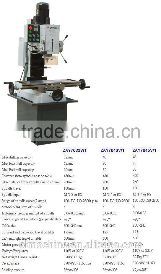 Drilling and Milling machine ZAY sery, with dia 20 25 32 40 45 50mm