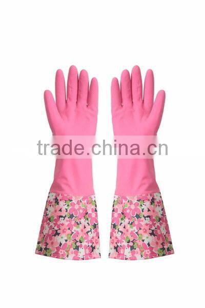 Household all purpose Retro funky floral design rubber gloves wash up