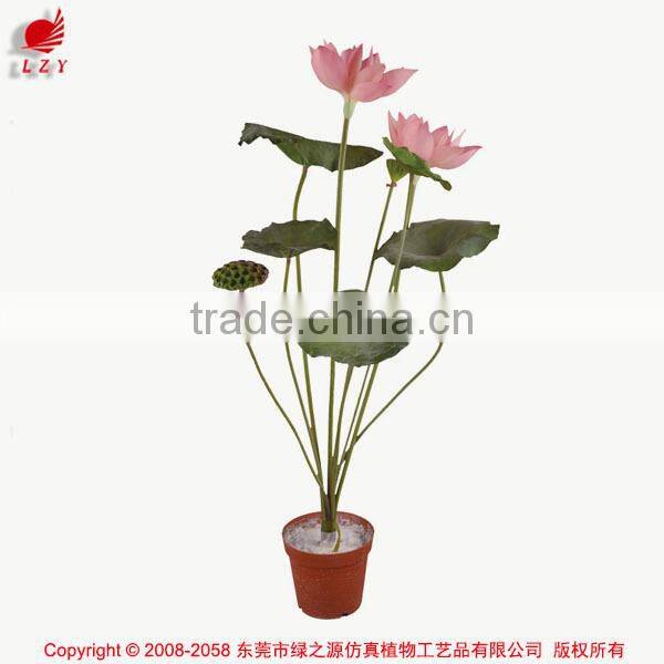Nearly Nature Artificial 2 Flower Group of Lotus in Pot Bonsai Plant for Indoor decoration