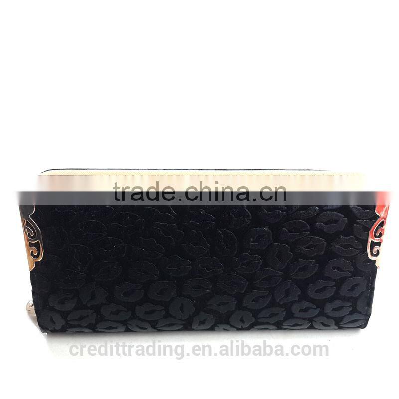 Europe fancy trendy long PU leather ladies wallets and purses