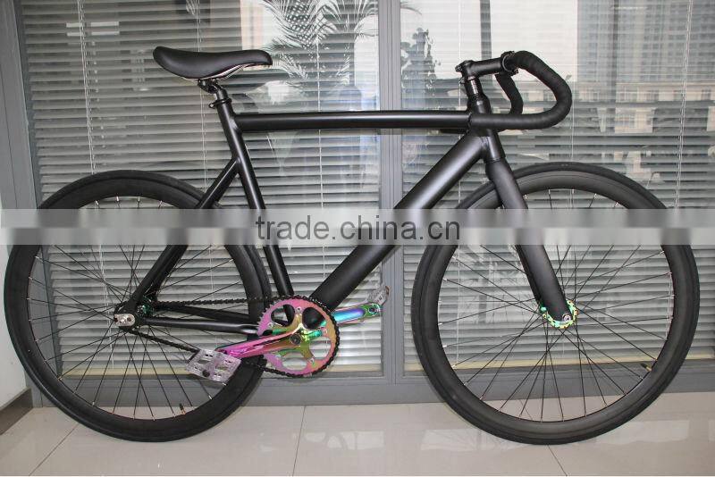 Aluminum fixed gear bike with carbon fork