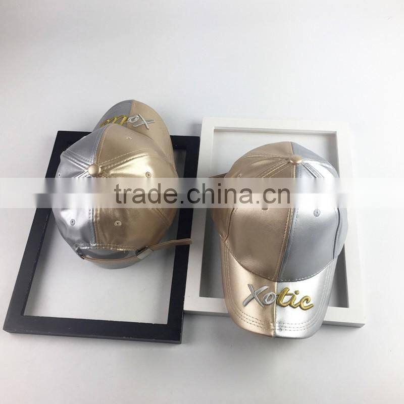 2017 New Style Assorted Colors PU leather Fabric Baseball Cap