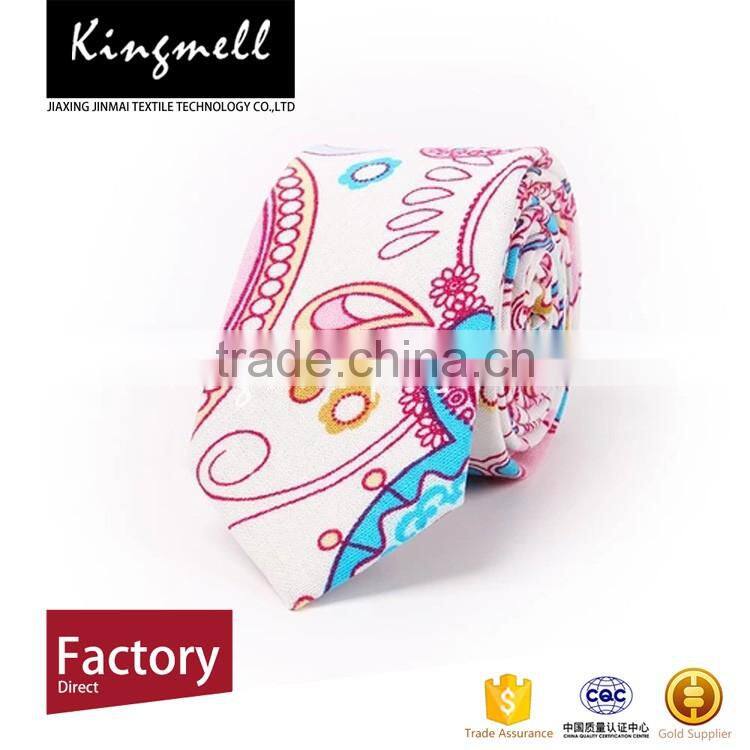 2017 Customized digital printed cotton linen necktie skinny ties