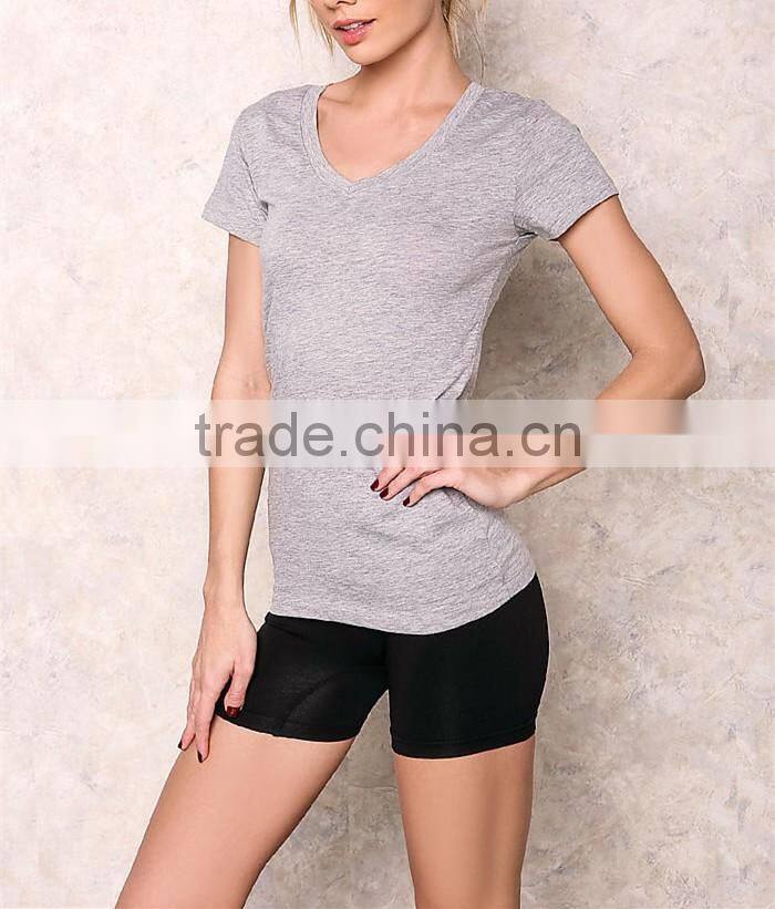 Korean ladies tops latest neck design fashion tee shirt HST3788