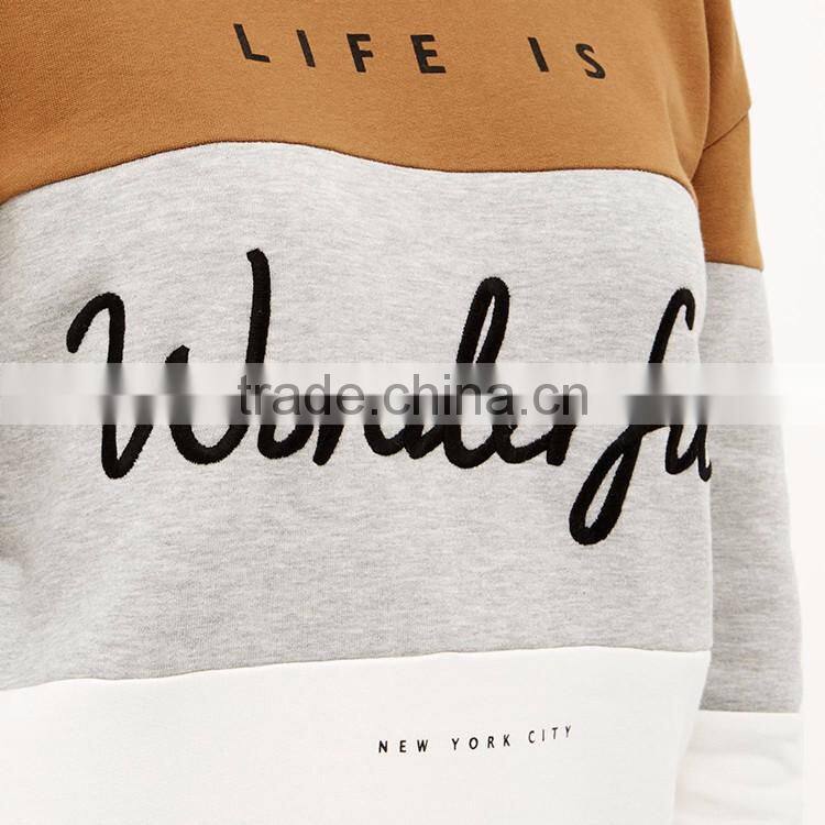 2017 pullover basic fashion wholesale factory crewneck no hood sweatshirt hoodie women with custom embroidered patches