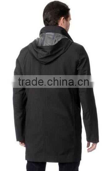 Men's Grey Hooded Raincoat With Removable Jacket