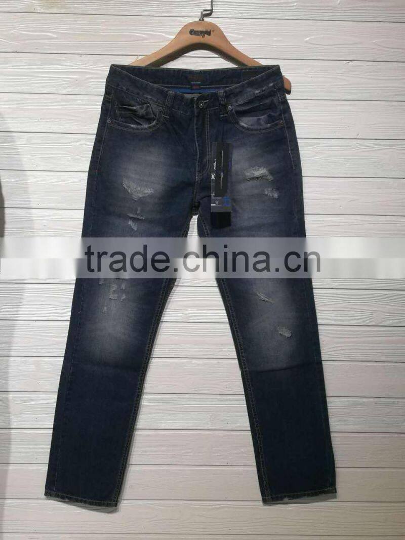 GZY Men's Basic Ripped Slim Fit Jeans Machine With Light Ripes Scratches For South Aerican stock