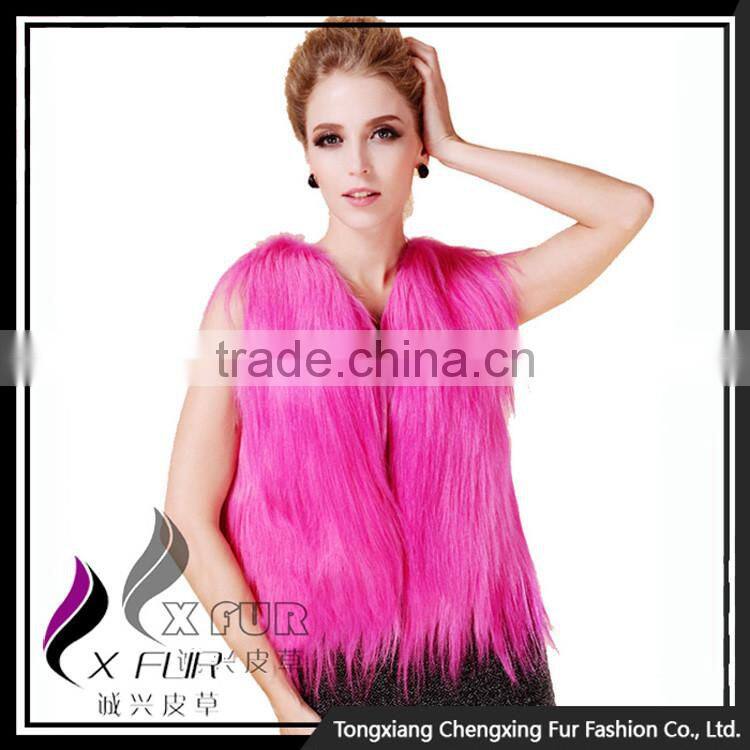 CX-G-B-199B Long Hair 2016 New Genuine Goat Fur Vest