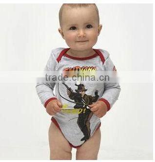 newest fashion Retro Indiana Jones printed baby boys lovely jumpsuit for kids cotton bodysuit