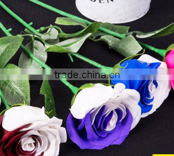 Wholesale decorative artificial two-tone rose flower soap flower for festival