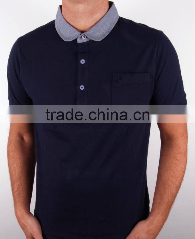 Latest fashion men cotton dress collar POLO shirts with pocket custom wholesale made in China