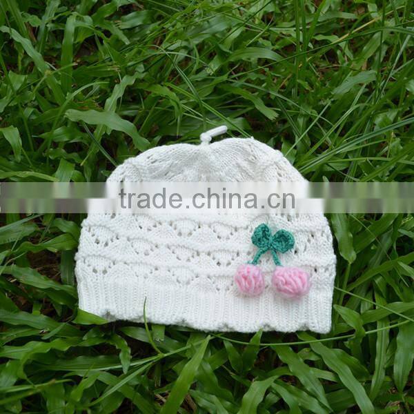 Handmde Flower Newborn Knitted Bonnet