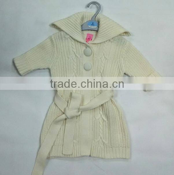 In-stock salior collar short sleeve belt knitted girls cardigan sweater