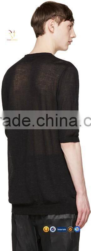 Half Sleeve Black Men Winter Cashmere Pullover Fashionable Sweaters for Man