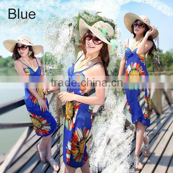2015 Deep V Wrap Chiffon Swimwear Bikini Cover Up beautiful women swimwear SV001144