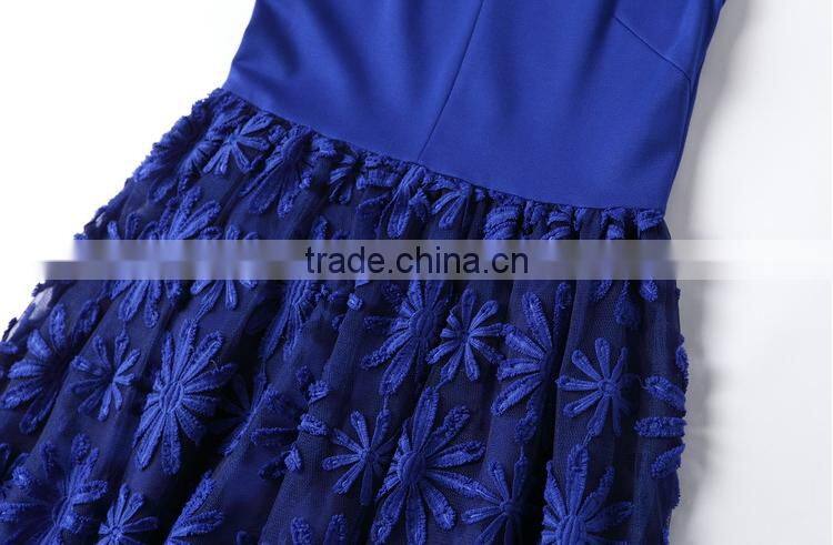 F20051A Round neck sleeveless dress embroidered gauze women dress