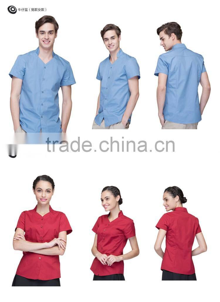 Juqian 2016 oem classic unisex sexy chinese restaurant waiter/waitress uniform designs