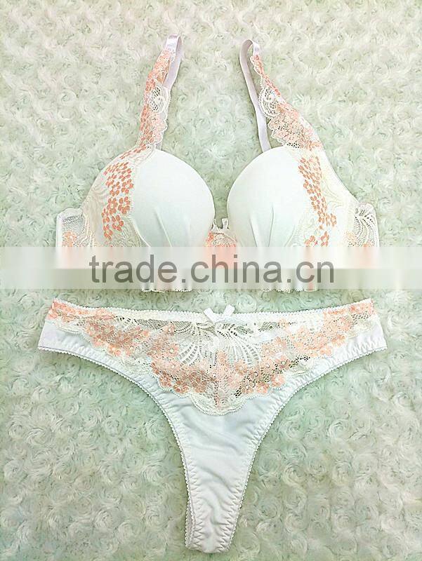 New fashion fancy design women sexy lace flower ladies bra panty sets